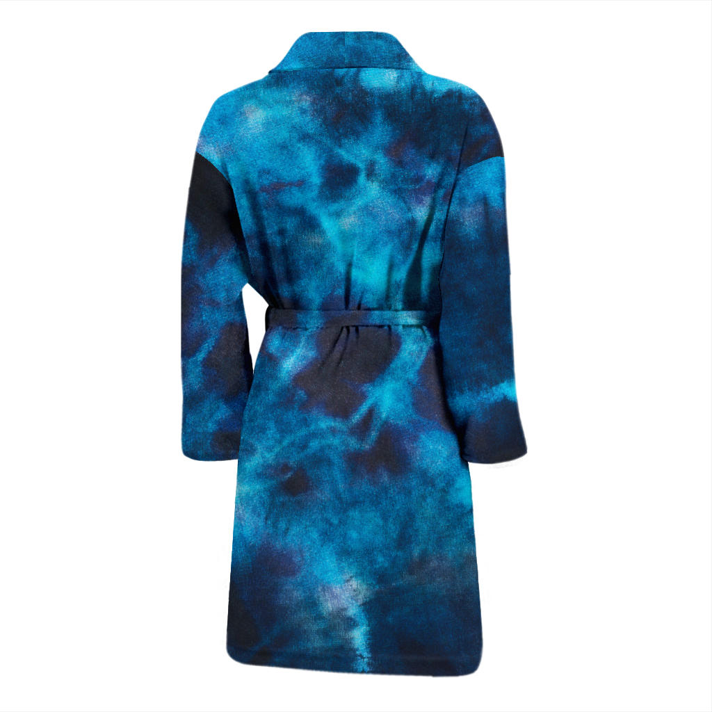 Mens Blue Tie Dye Grunge Bath Robe
