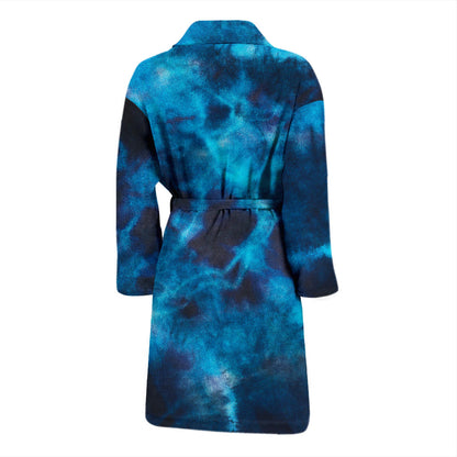 Mens Blue Tie Dye Grunge Bath Robe
