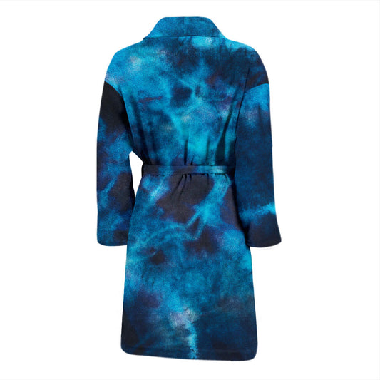 Mens Blue Tie Dye Grunge Bath Robe