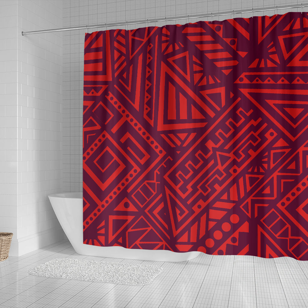 Red Tribal Polynesian Shower Curtain