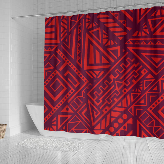 Red Tribal Polynesian Shower Curtain