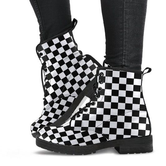 Best Checker Boots Fashion Combat Boots, Vegan Leather Boots, Custom Shoes, Custom Boots, Cool Shoes