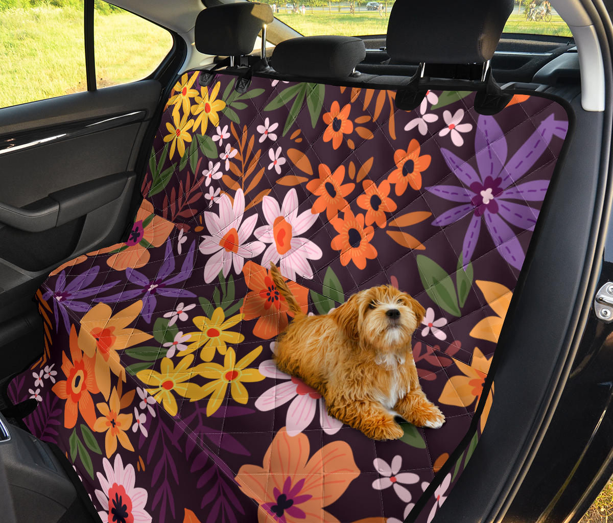 Colorful Flowers Car Back Seat Pet Cover