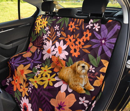 Colorful Flowers Car Back Seat Pet Cover