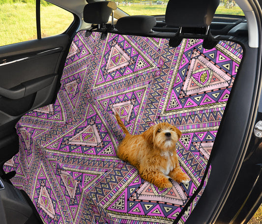 Pink Persian Triangles Pattern Car Back Seat Pet Cover