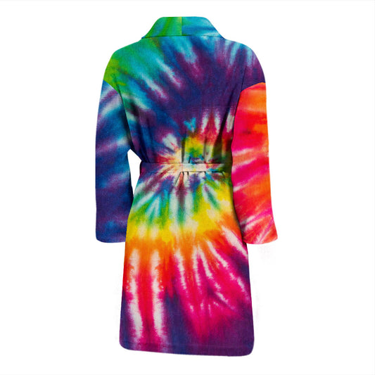 Mens Colorful Tie Dye Spiral Bath Robe
