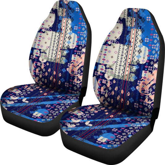Blue Grey Abstract Car Seat Covers
