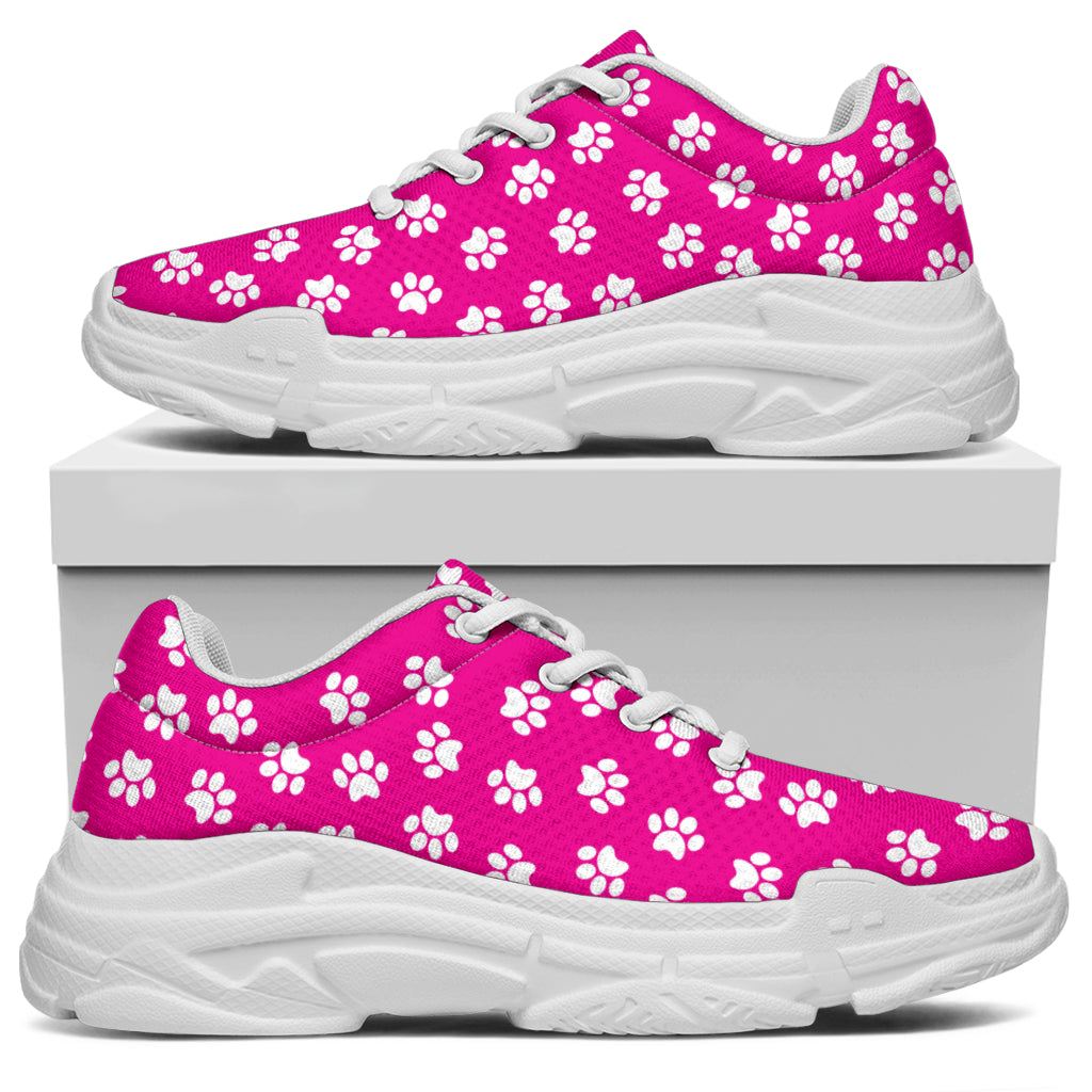 Paw Print Hot Pink Chunky Sneakers (White) – product image 2