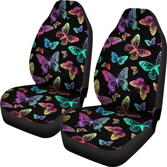 Colorful Neon Butterflies Car Seat Covers