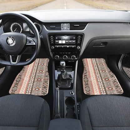 Beige Ethnic Stripes Car Floor Mats