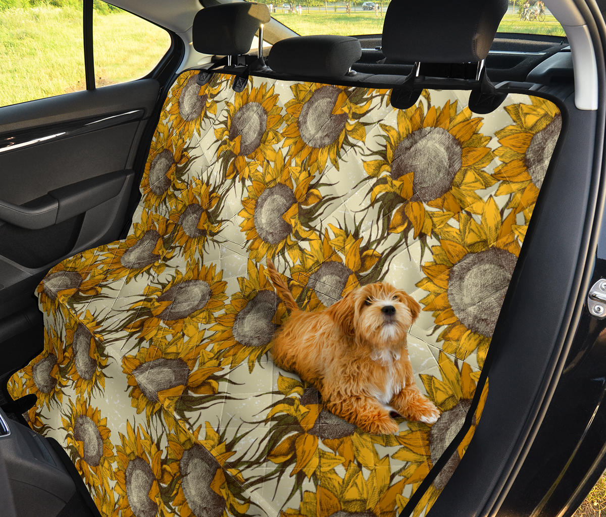 Vintage Sunflowers Car Back Seat Pet Cover