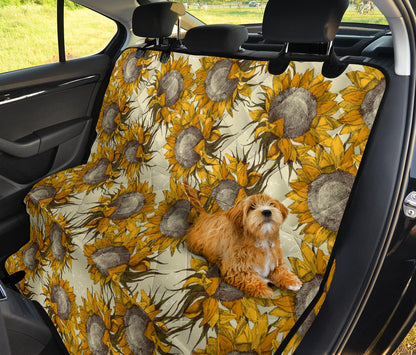 Vintage Sunflowers Car Back Seat Pet Cover