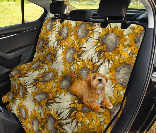 Vintage Sunflowers Car Back Seat Pet Cover