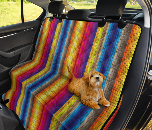 Rainbow Stripes Knit Print Car Back Seat Pet Cover