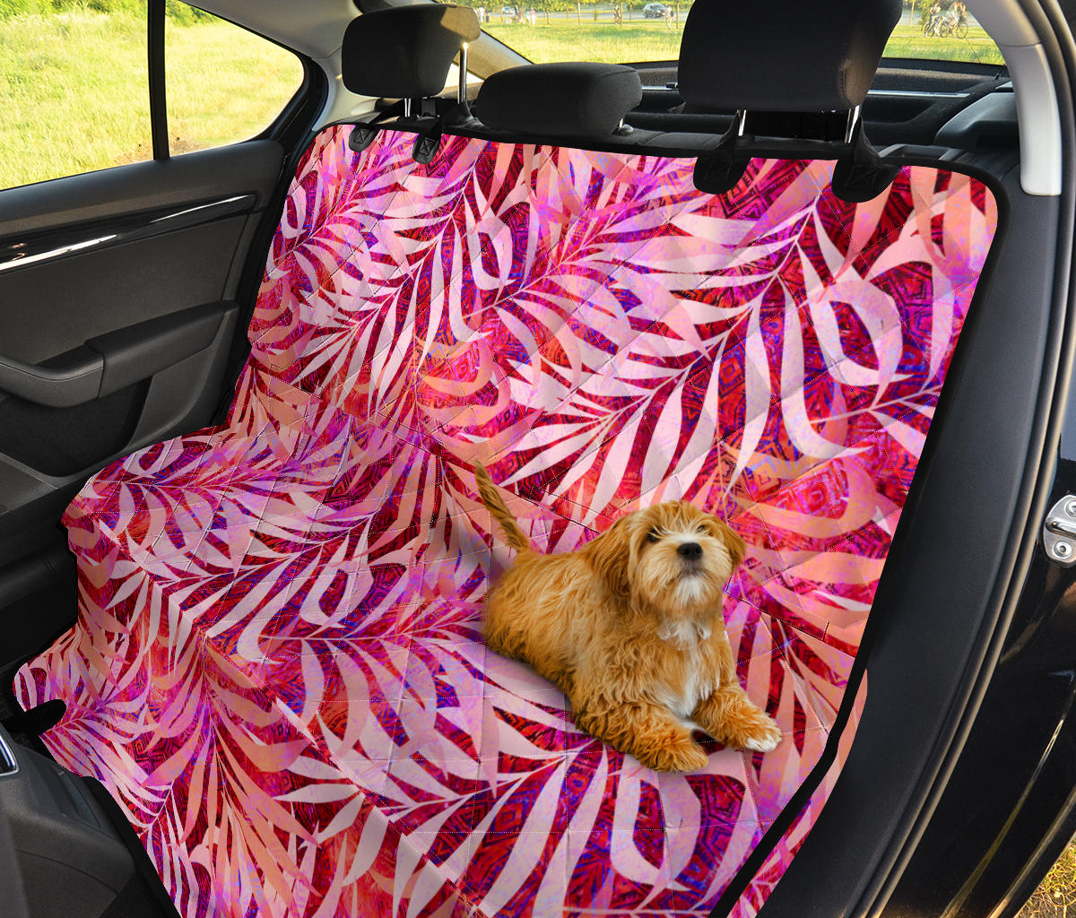 Pink Peach Leaves Car Back Seat Pet Cover