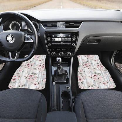 Pink Flower Stripes Car Floor Mats