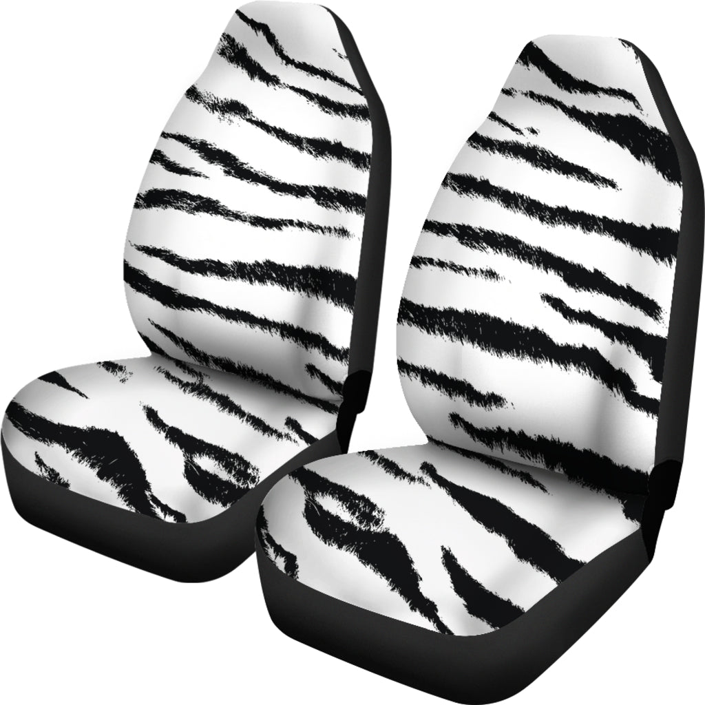 White Tiger Print Car Seat Covers