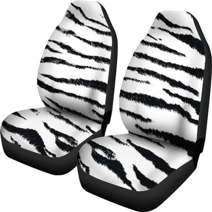 White Tiger Print Car Seat Covers