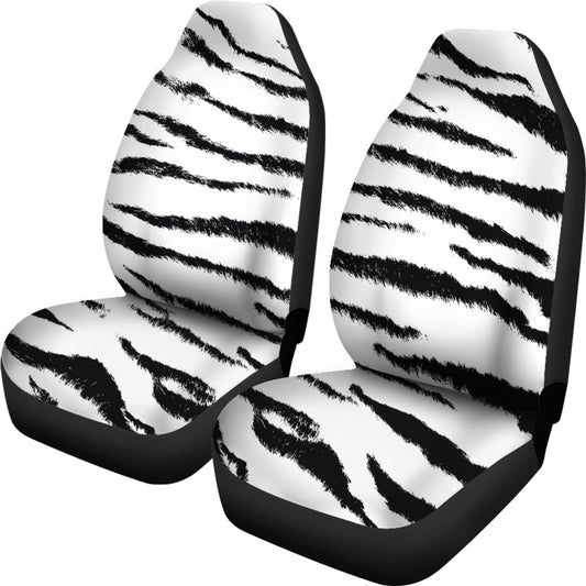 White Tiger Print Car Seat Covers