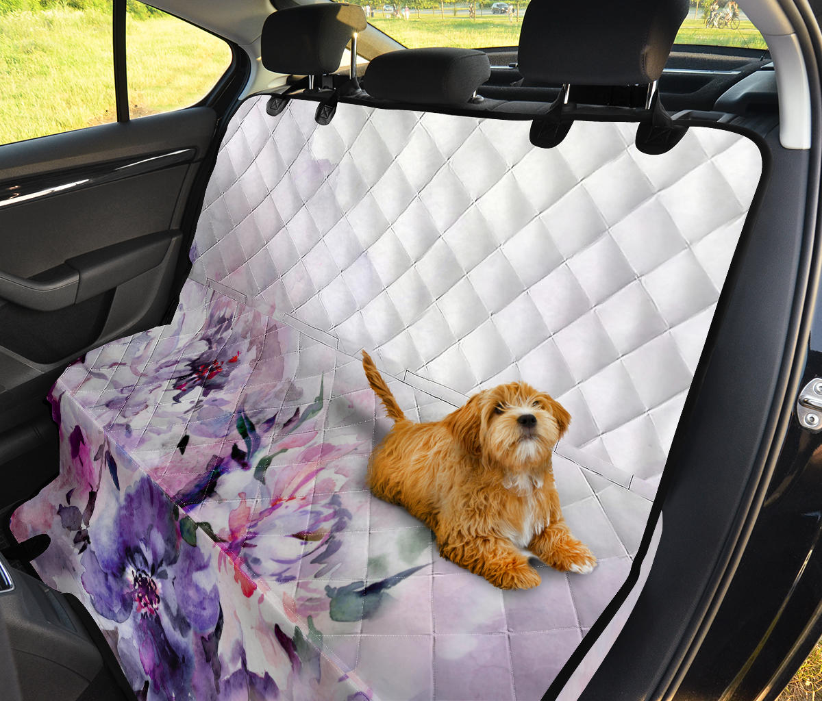 Blue Floral (3) Car Back Seat Pet Cover