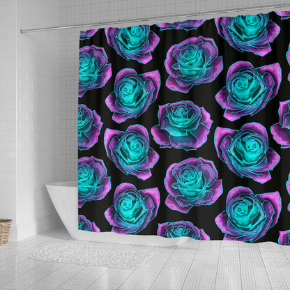 Neon Pink Roses Shower Curtain