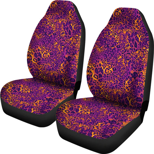 Purple Orange Leopard Print Car Seat Covers