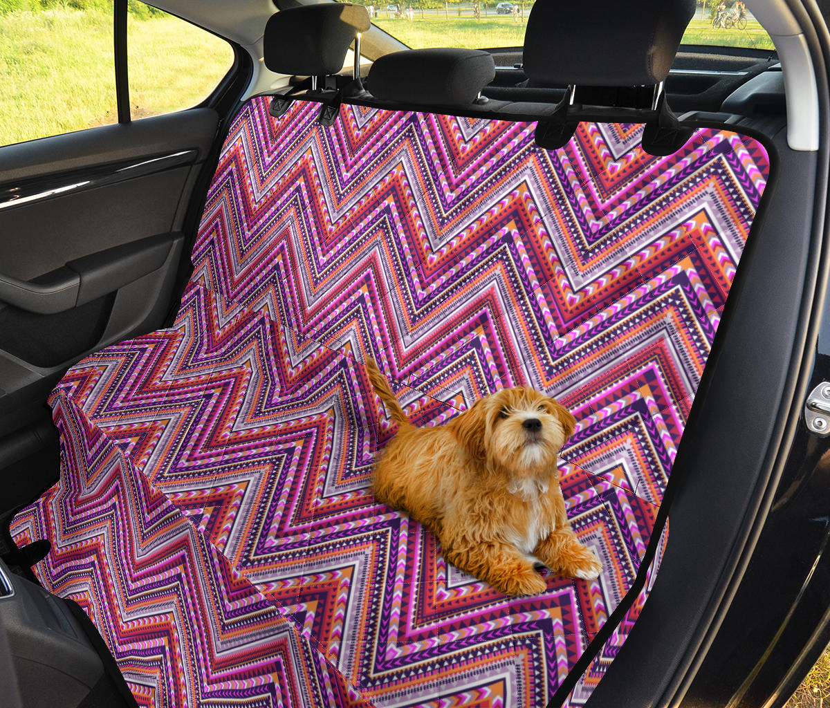 Pink Ethnic Zig Zag Car Back Seat Pet Cover