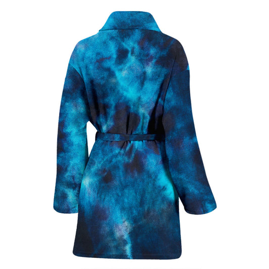 Womens Blue Tie Dye Grunge Bath Robe