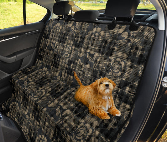 Vintage Floral-Plaid Car Back Seat Pet Cover