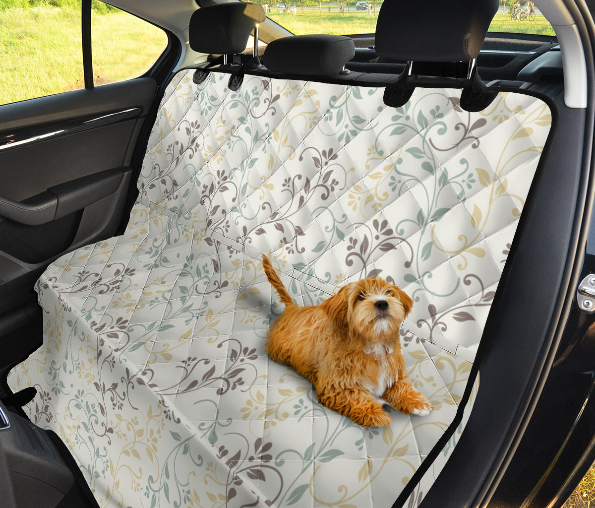 Elegant Floral Car Back Seat Pet Cover