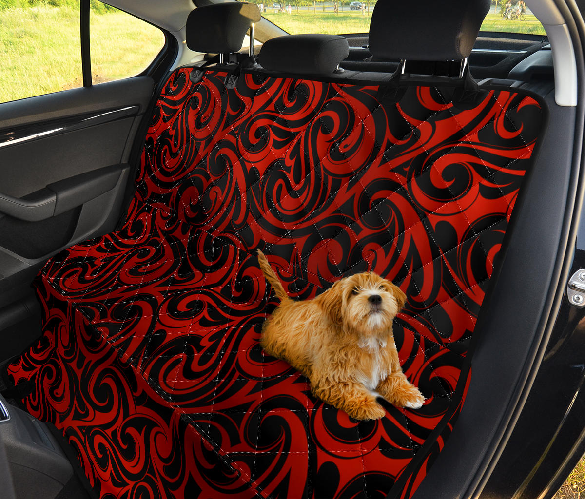 Red Tribal Swirls Car Back Seat Pet Cover