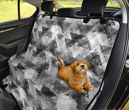 Grey Abstract Triangles Car Back Seat Pet Cover