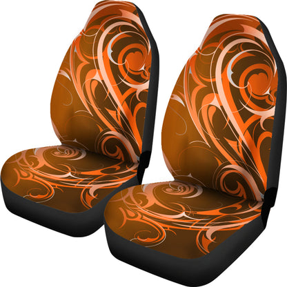 Orange Tribal Swirls Printed Car Seat Covers