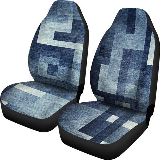 Blue Abstract Blocks Car Seat Covers
