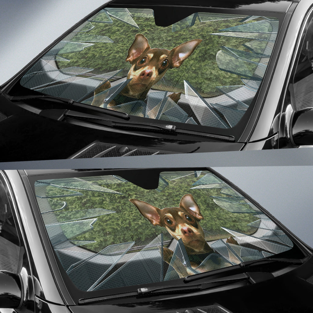 Brown chihuahua Auto Sun Shade