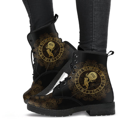 Black & Gold Aquarius Zodiac Boots