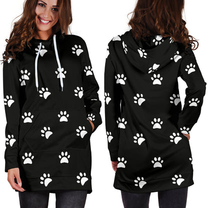 White Dog Paws - Hoodie Dress