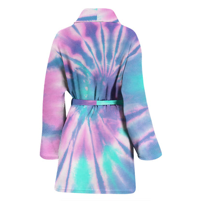 Womens Pink Tie Dye Bath Robe