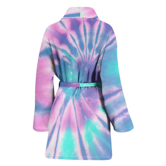 Womens Pink Tie Dye Bath Robe