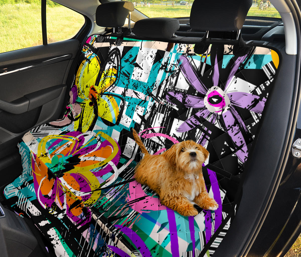 Colorful Floral Abstract Car Back Seat Pet Cover