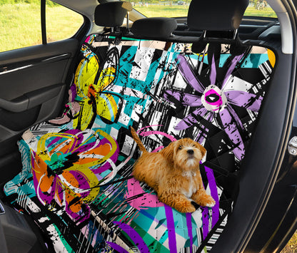 Colorful Floral Abstract Car Back Seat Pet Cover