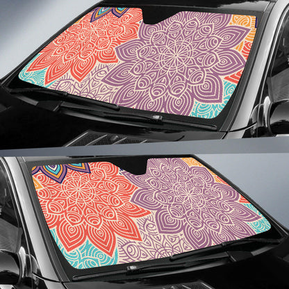Colorful Floral Mandalas Car Sun Shades