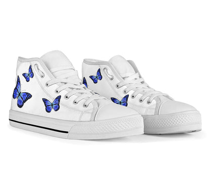 Blue Butterfly High-Top Shoes
