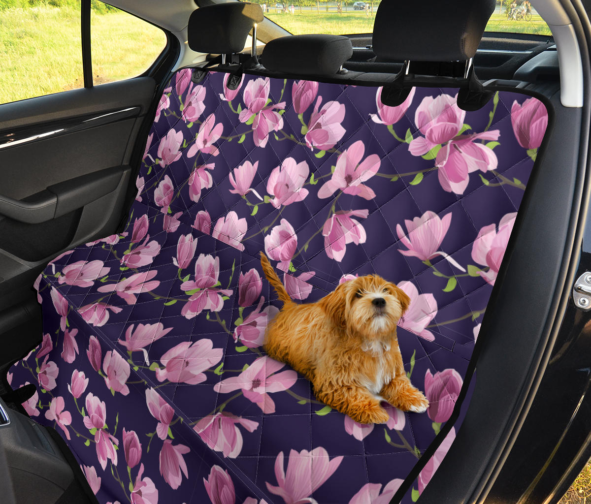 Purple Pink Flowers Car Back Seat Pet Cover