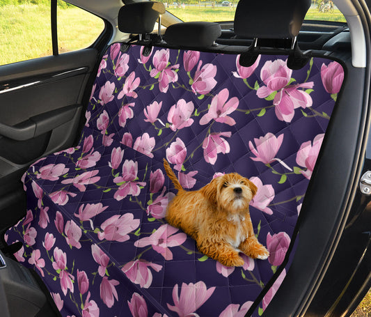 Purple Pink Flowers Car Back Seat Pet Cover