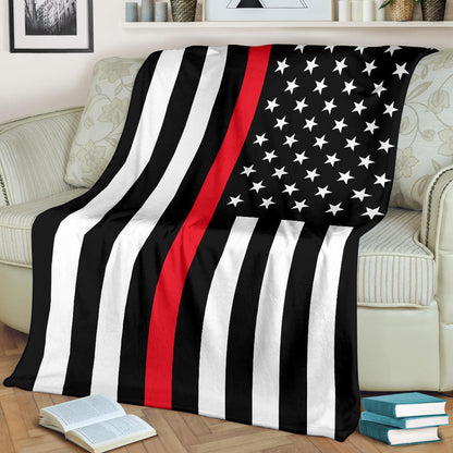 American USA Flag Red Stripe Firefighter Blanket