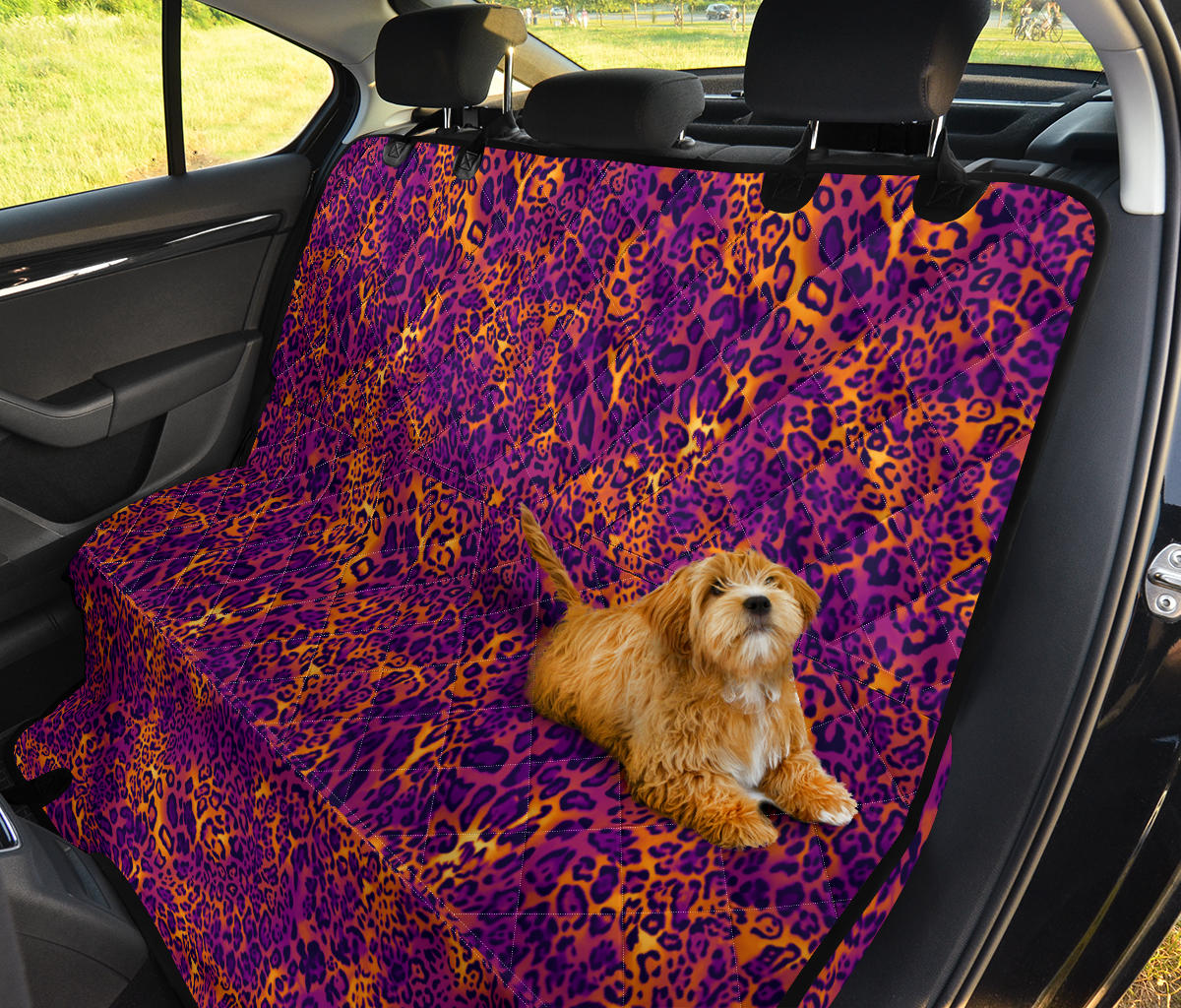 Purple Orange Leopard Print Car Back Seat Pet Cover