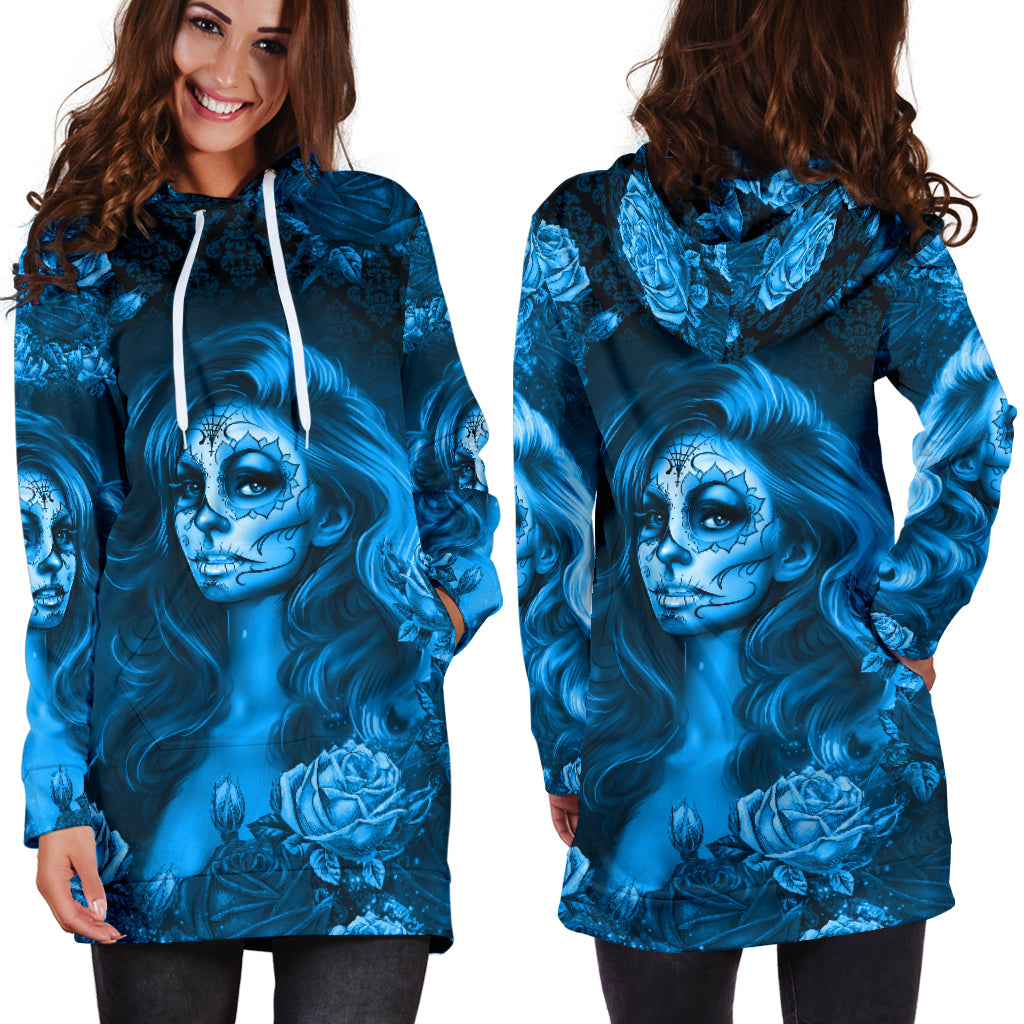Calavera Blue - Hoodie Dress