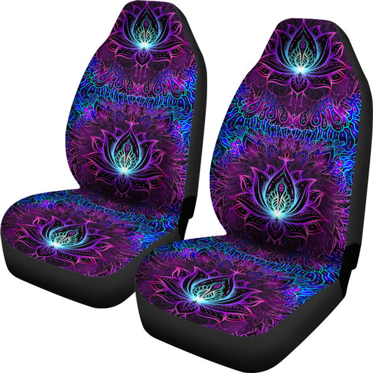 Blue Pink Lotus Car Seat Covers