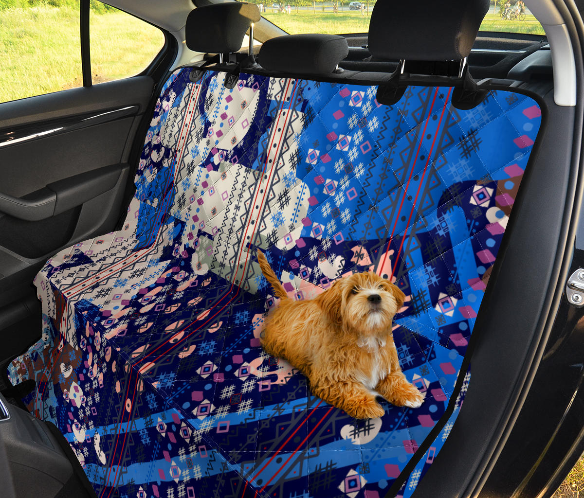 Blue Grey Abstract Car Back Seat Pet Cover